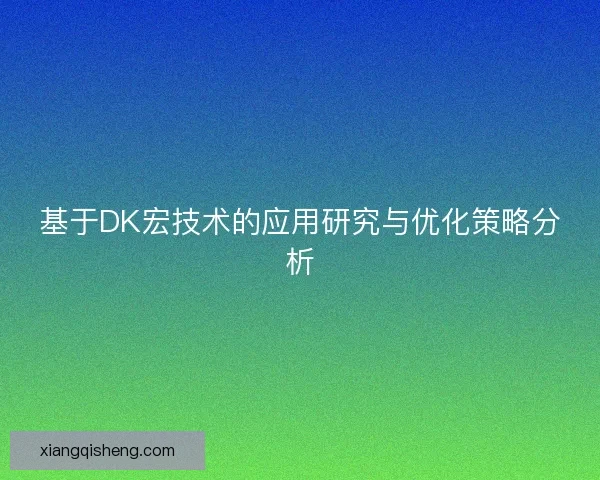 基于DK宏技术的应用研究与优化策略分析